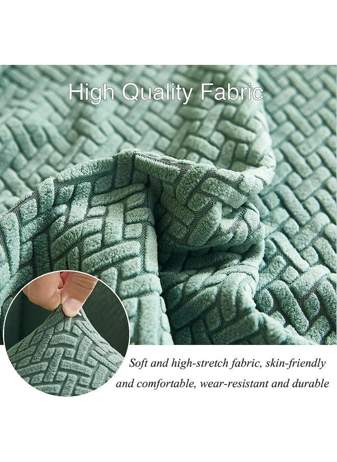 هاوس أوف كويرك غطاء أريكة House of Quirk Universal مزدوج المقعد من قماش Polar Fleece 220 GSM غطاء أريكة مرن قابل للتمدد (أخضر فاتح، مزدوج المقعد)  - Image 3