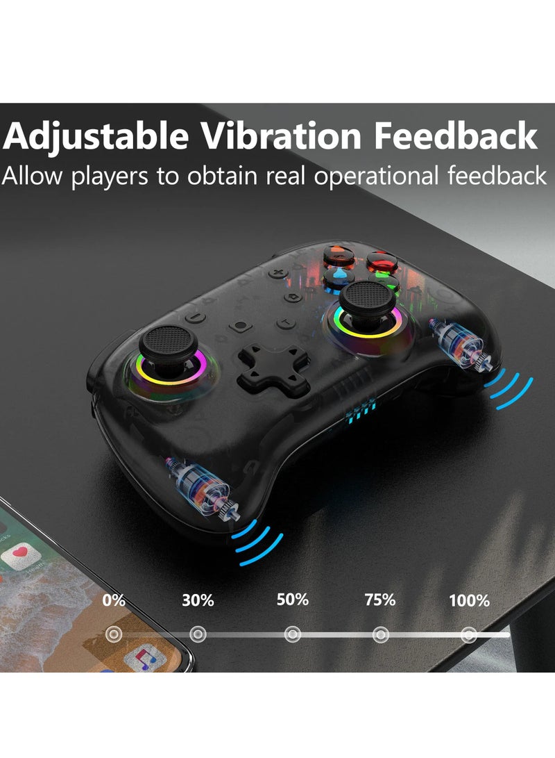 KS39B Gamepad, Portable Wireless Mini Game Controller, Durable Adjustable Turbo 6 Axis Joystick, Colorful RGB Light Gamepad For Switch, lite, OLED, Android, MacOS, (1pc, Transparent) - Image 3