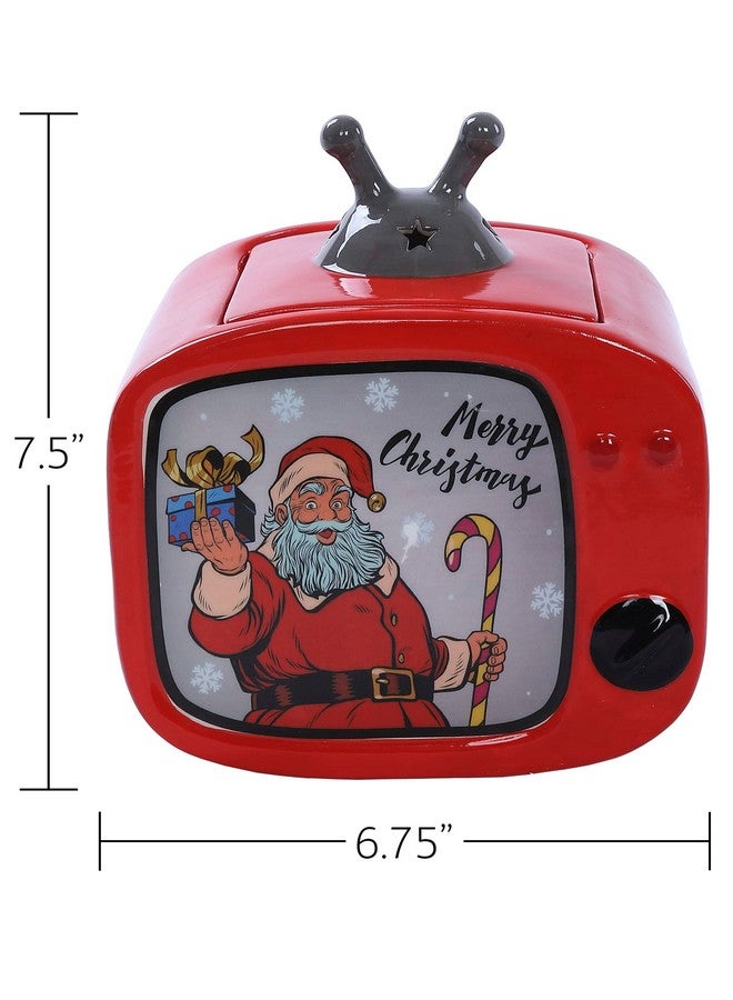 Stephanie Imports Merry Christmas - Vintage TV Christmas Themed Winter Holiday Ceramic Cookie Jar - Image 2