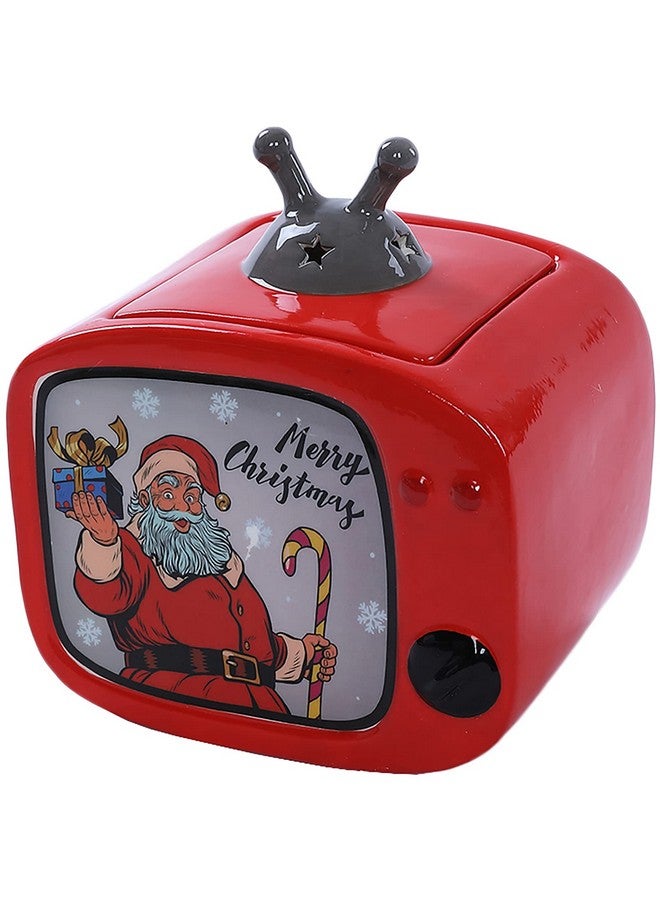 Stephanie Imports Merry Christmas - Vintage TV Christmas Themed Winter Holiday Ceramic Cookie Jar - Image 3