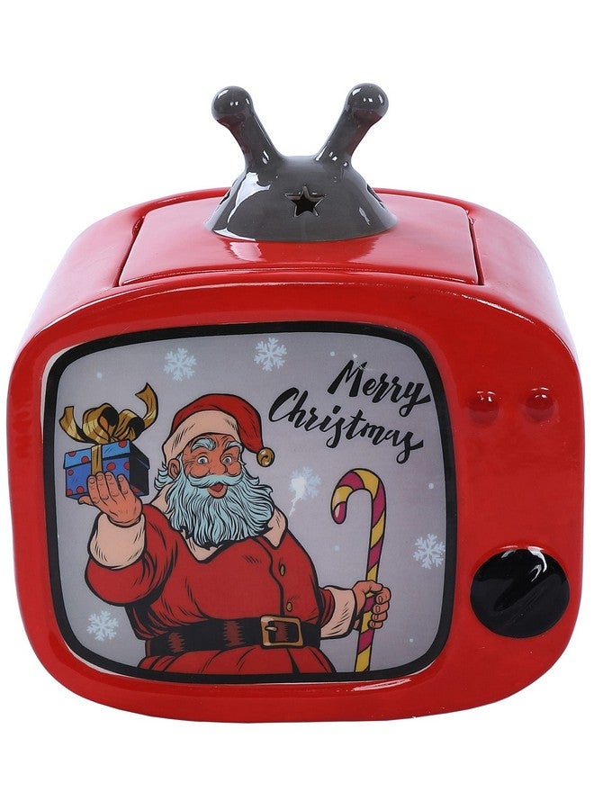 Stephanie Imports Merry Christmas - Vintage TV Christmas Themed Winter Holiday Ceramic Cookie Jar - Image 1