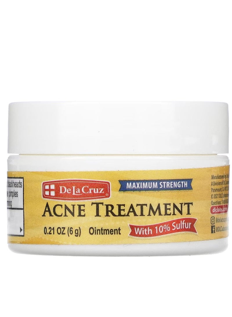 دي لا كروز مرهم علاج حب الشباب مع 10٪ كبريت قوة قصوى 0.21 أونصة 6 جم