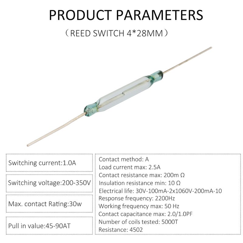 DIYhz Reed Switch Reed 4 * 28MM Normally Open Magnetic Induction Switch 10PCS （10688） - Image 4