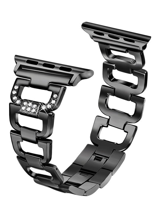 NIBEMINENT Bling Replacement Sport Wristband For Apple Watch Series 3/2/1 Black/Clear - Image 1