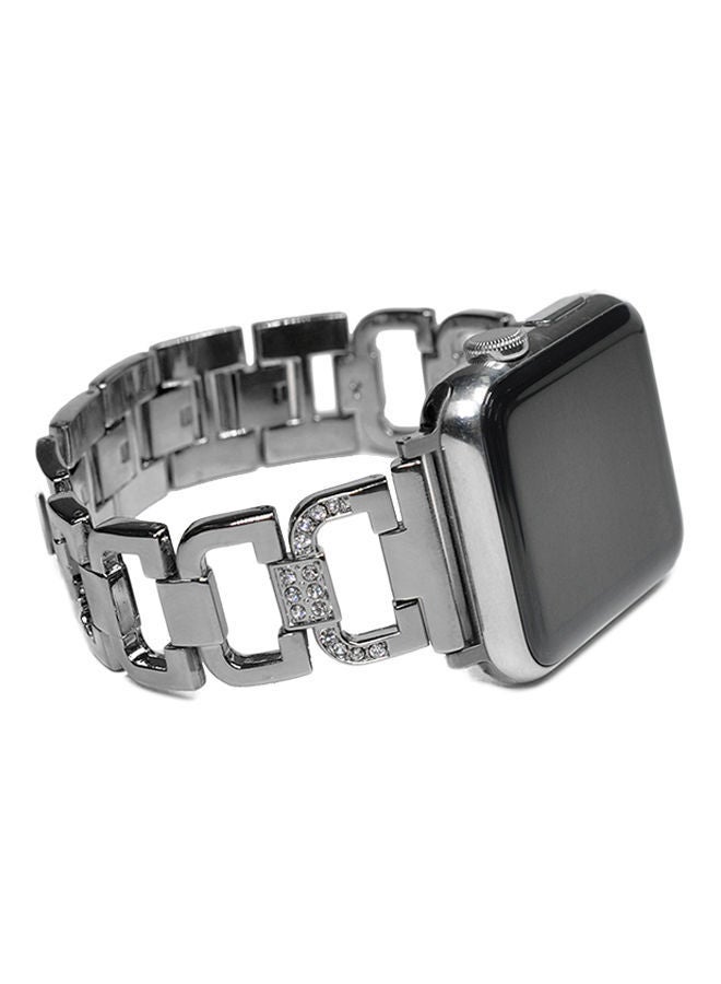 NIBEMINENT Bling Replacement Sport Wristband For Apple Watch Series 3/2/1 Black/Clear - Image 5