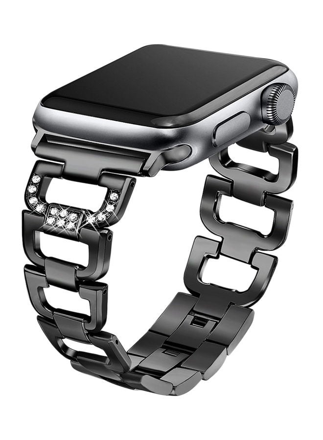 NIBEMINENT Bling Replacement Sport Wristband For Apple Watch Series 3/2/1 Black/Clear - Image 2