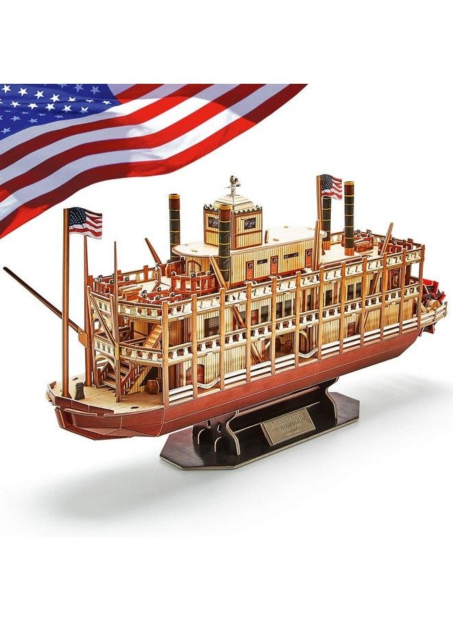 CubicFun - 3D Vessel Puzzle Ship Models Toys Foam Puzzles Building Kits Gift For Adults And Kids Us Worldwide Trading Mississippi Steamboat 142 Pieces - Image 1