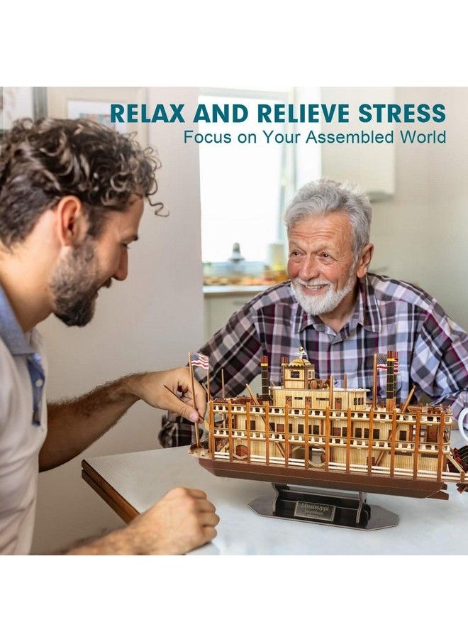 CubicFun - 3D Vessel Puzzle Ship Models Toys Foam Puzzles Building Kits Gift For Adults And Kids Us Worldwide Trading Mississippi Steamboat 142 Pieces - Image 1