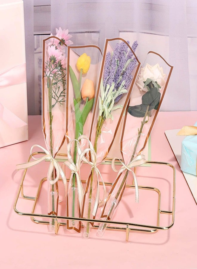 cridoz Single Flower Sleeves with Floral Water Tubes for Bouquets(Pink) - Image 2