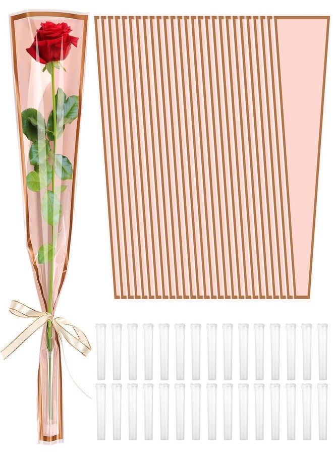 cridoz Single Flower Sleeves with Floral Water Tubes for Bouquets(Pink) - Image 1