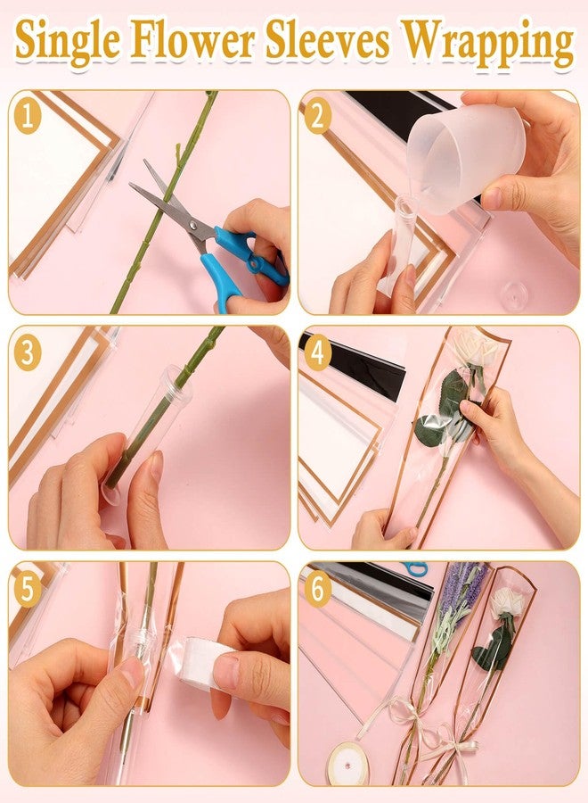 cridoz Single Flower Sleeves with Floral Water Tubes for Bouquets(Pink) - Image 5