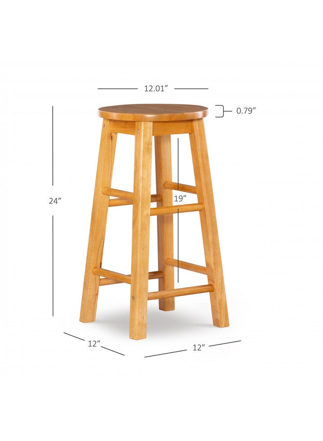 Linon Natural Barstool with Round Seat, 24-Inch - Image 2