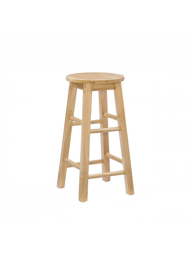 Linon Natural Barstool with Round Seat, 24-Inch - Image 1