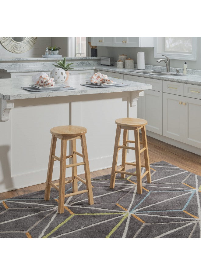 Linon Natural Barstool with Round Seat, 24-Inch - Image 5