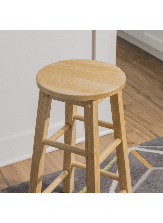 Linon Natural Barstool with Round Seat, 24-Inch - Image 4