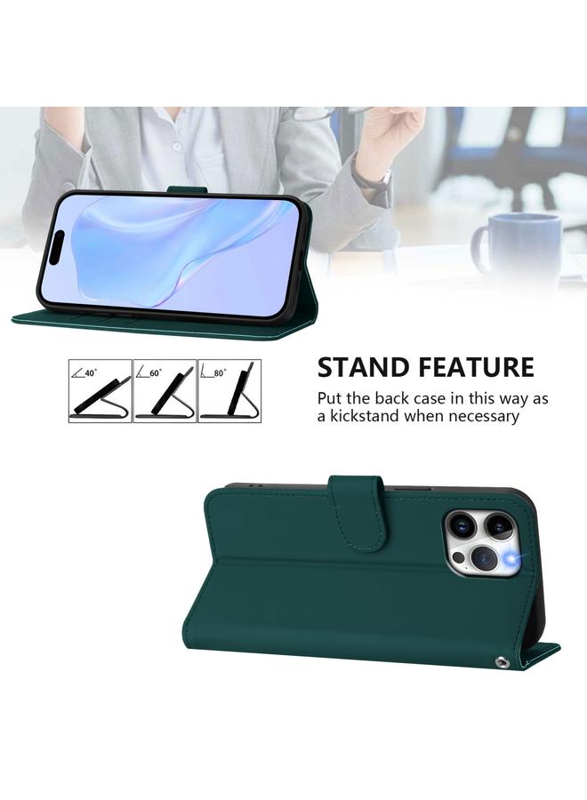 Zaboon Case For iPhone 12 Pro Max Skin Feel Solid Color Leather Phone Case with Lanyard - Image 3