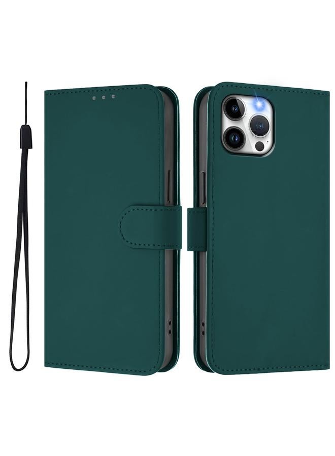 Zaboon Case For iPhone 12 Pro Max Skin Feel Solid Color Leather Phone Case with Lanyard - Image 2