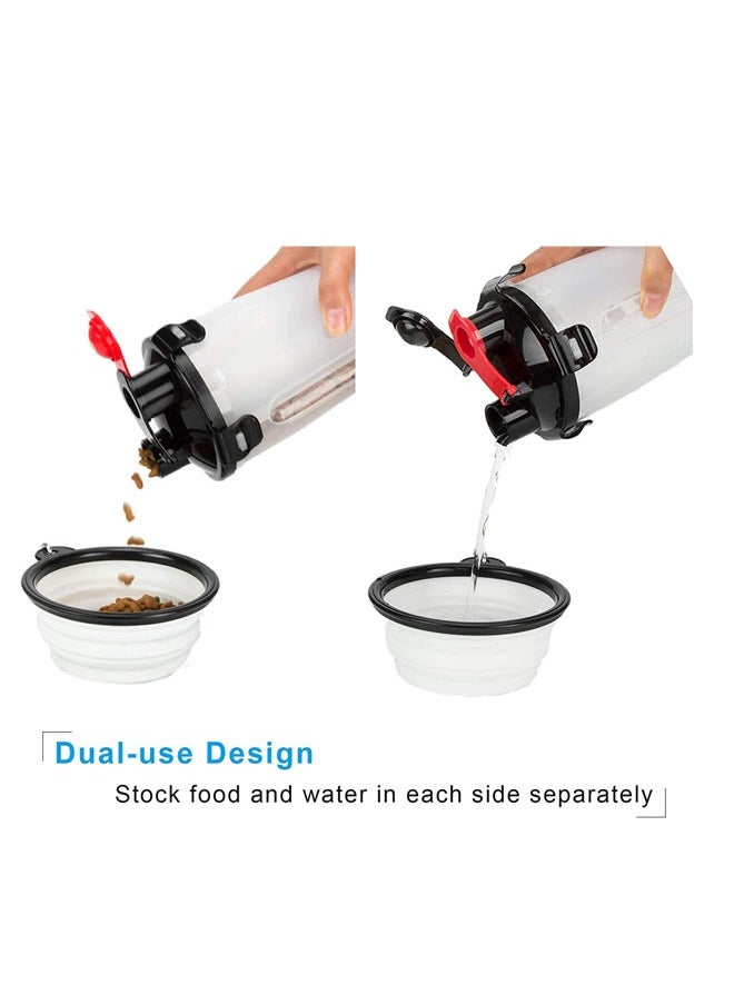 Neostyle Neostyle Portable Dog Water Bottle with 2 Collapsible Silicone Bowls White  - Image 3