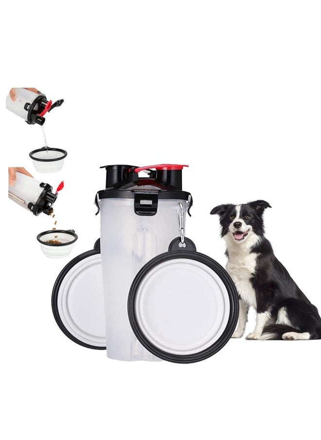 Neostyle Neostyle Portable Dog Water Bottle with 2 Collapsible Silicone Bowls White  - Image 1