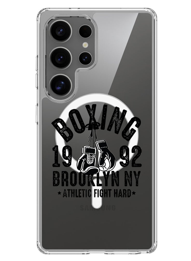 Theodor Magnetic Case for Samsung Galaxy S25 Ultra 6.9-inch Compatible with MagSafe Wireless Charging, Shockproof Phone Bumper Cover Boxing Brooklyn - Black - Image 1