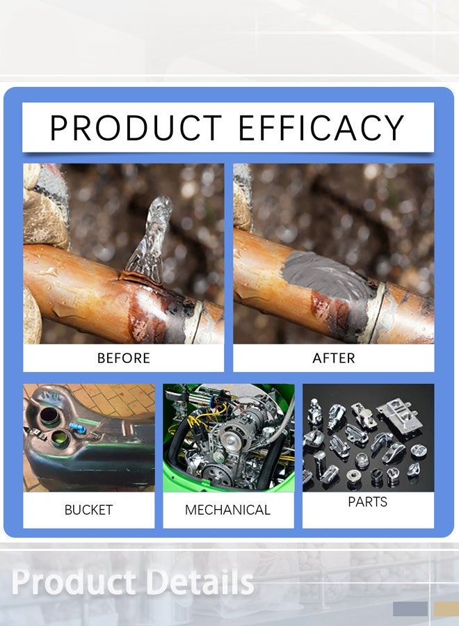 إيلهو غراء إصلاح المعادن، غراء إصلاح A وB | معجون إصلاح المعادن الصناعي، مقاوم للحرارة، عامل إصلاح قوي للمعادن، مناسب لصب الفولاذ، وثقوب الرمل - Image 5