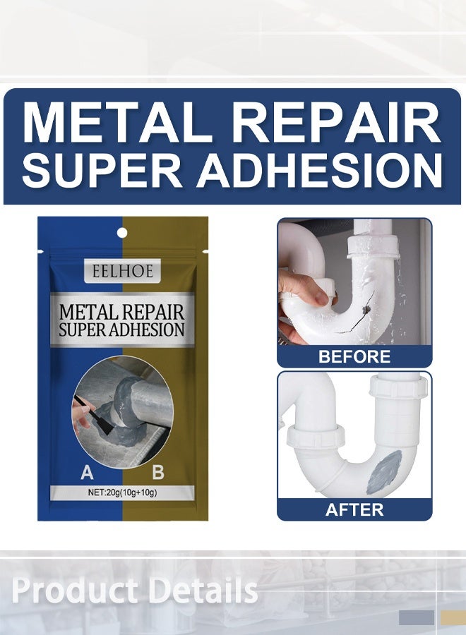 إيلهو غراء إصلاح المعادن، غراء إصلاح A وB | معجون إصلاح المعادن الصناعي، مقاوم للحرارة، عامل إصلاح قوي للمعادن، مناسب لصب الفولاذ، وثقوب الرمل - Image 2