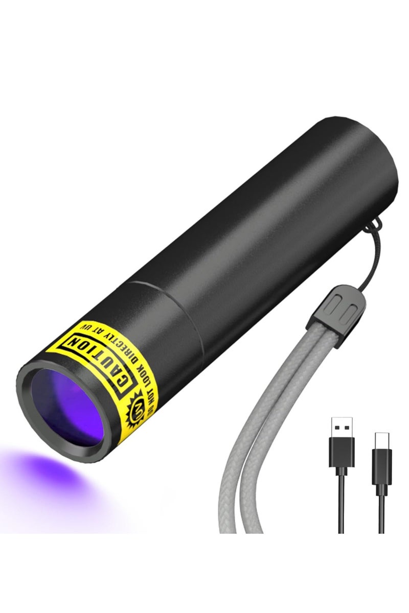 Y&D Black Light UV Flashlight Rechargeable 365nm Ultraviolet Light Mini & Powerful LED Blacklight for Dog/Cat Pet Urine Gel Nail Curing Scorpion Finder Leak Detection - Image 1