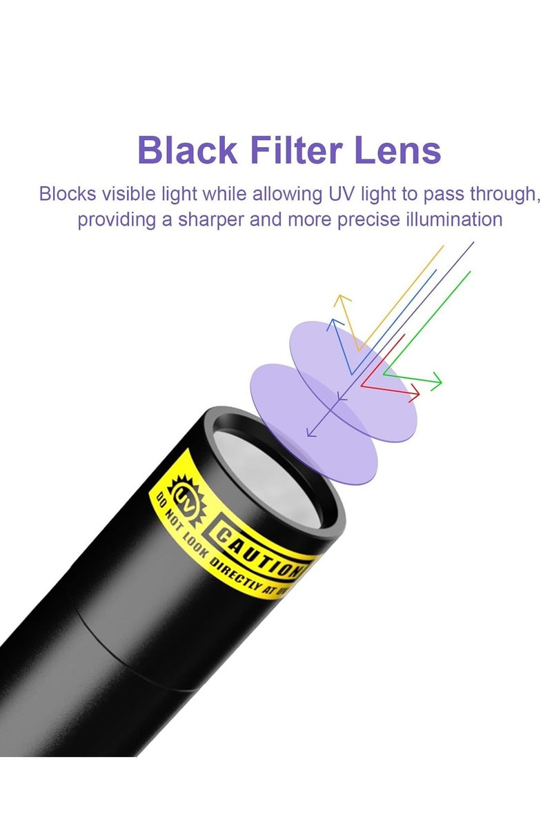 Y&D Black Light UV Flashlight Rechargeable 365nm Ultraviolet Light Protable Rechargeable Mini & Powerful LED Ultrabiolet Light Blacklight for Detecting Pet Urine Stains Fluorescent Material Money and Amber Gel Nail Curing Scorpion Finder Leak Detection - Image 2