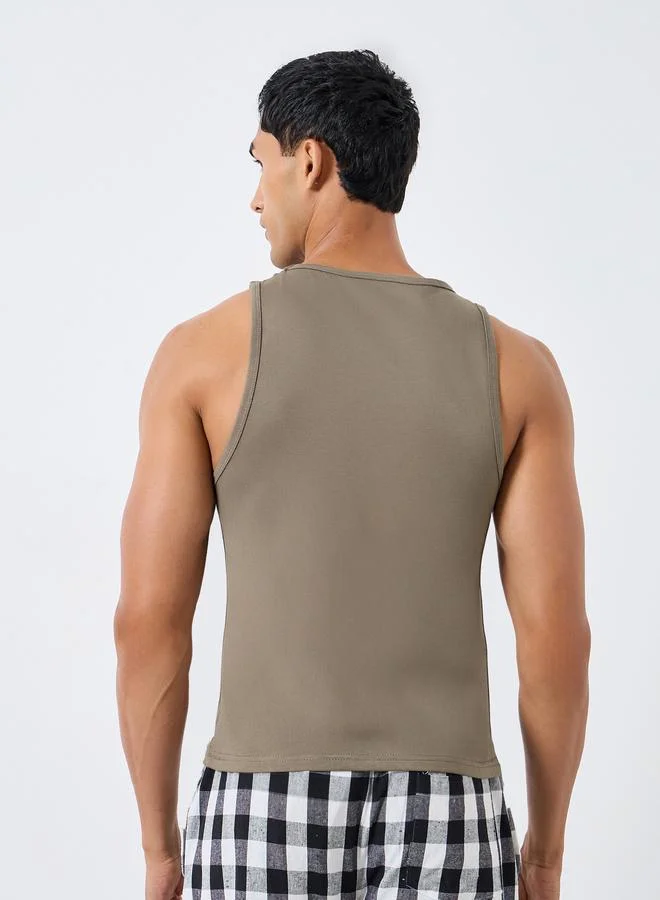 Styli  Men Olive Cotton Tank for Men | Best Price UAE