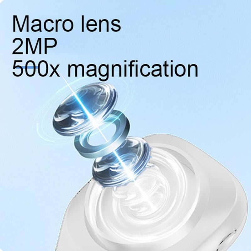 مجهر رقمي محمول Dpofirs 2MP | تكبير 500x مع شاشة ملونة 2 بوصة، تسجيل صور/فيديو عالي الدقة، محمول للتصوير الماكرو (أبيض) - Image 4