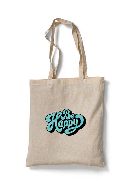 Reusable Eco-Friendly Cotton Canvas Tote Bag/ Shopping/ Shoulder Bag Be Happy-01