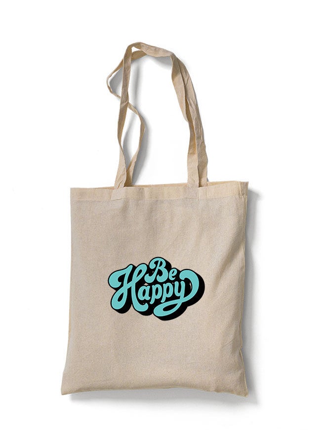 FORZA RAGAZZI - Reusable Eco-Friendly Cotton Canvas Tote Bag/ Shopping/ Shoulder Bag Be Happy-01 - Image 1