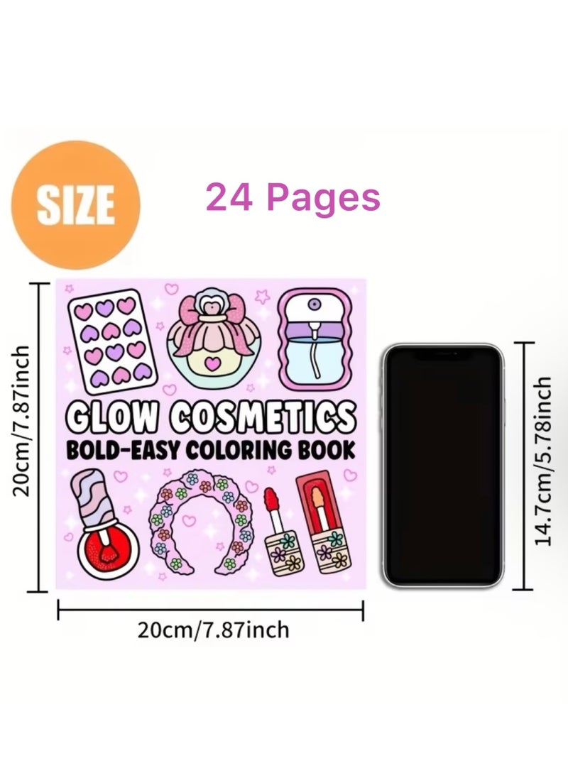 كتاب تلوين مكياج كاواي لمستحضرات التجميل - تصميمات تجميلية بخطوط عريضة، ورق سميك عالي الجودة، 24 صفحة بجهة واحدة (20x20 سم) - Image 2