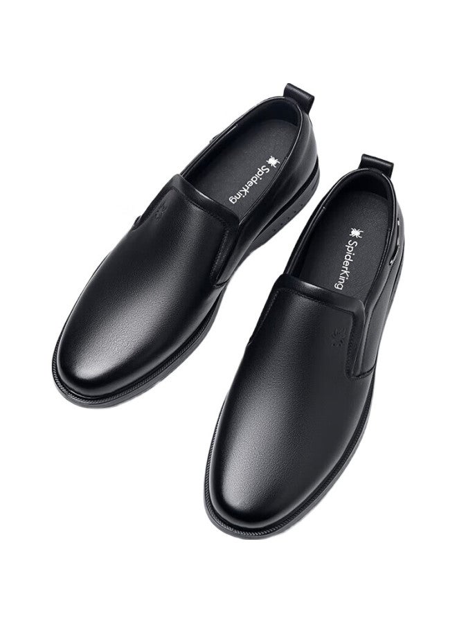 Spider King Leather Shoes For Men, Cowhide British Style Slip-On Business Soft-Soled Dad Shoes 22691 Black 41 - Image 3
