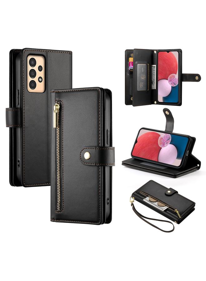 S-TOP Case For Samsung Galaxy A04s / A04 / M13 Nine Card-slot Zipper Wallet Bag Leather Phone Case - Image 1