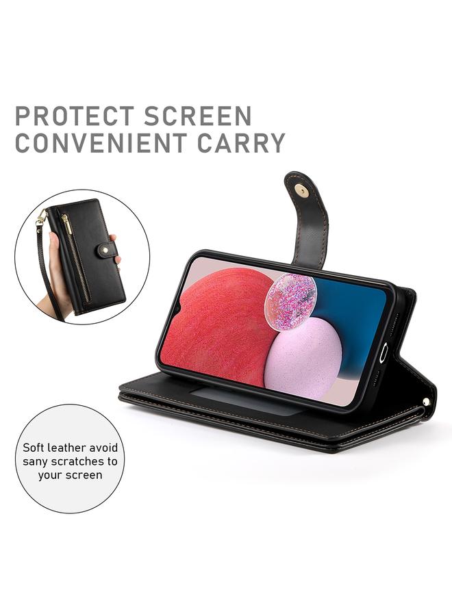 S-TOP Case For Samsung Galaxy A04s / A04 / M13 Nine Card-slot Zipper Wallet Bag Leather Phone Case - Image 4