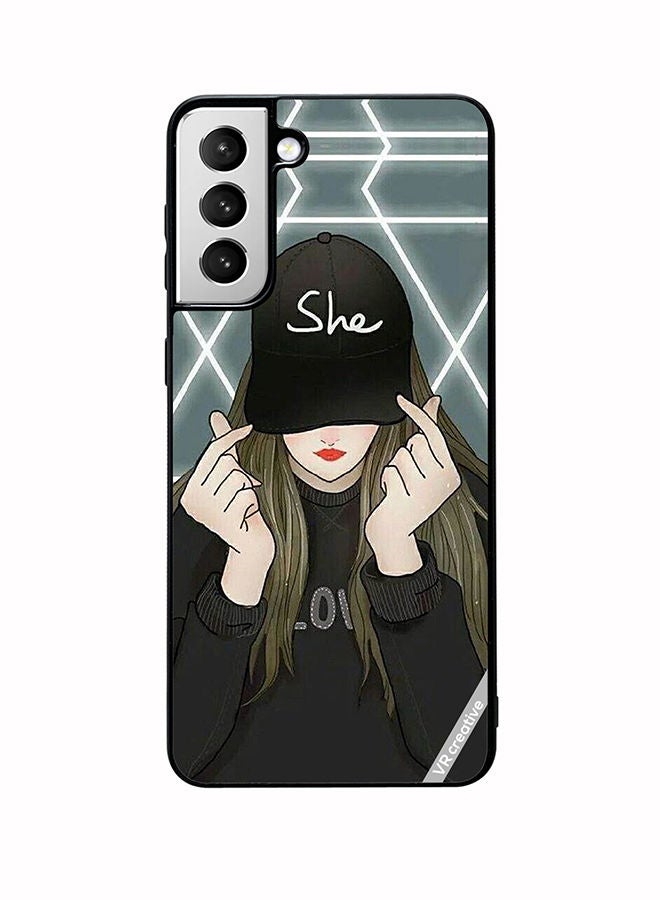 VR CREATIVE Protective Case Cover For Samsung Galaxy S22 5G She On Cap Design Multicolour - Image 1