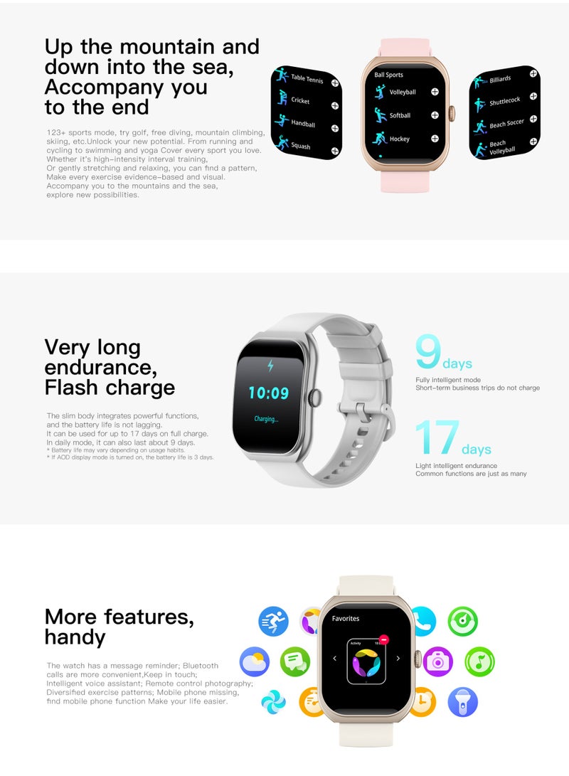 RollsTimi  New Smart Waterproof Bracelet, Smart Bluetooth Watch, 2.01-Inch HD Full-Touch Large Screen, Supports Wireless Bluetooth Call Answering/Making, Multiple Sports Modes, Health Monitoring, Built-In GPS Chip, Smart Wearable Device, Smart Watch, RT Z172 - Image 5