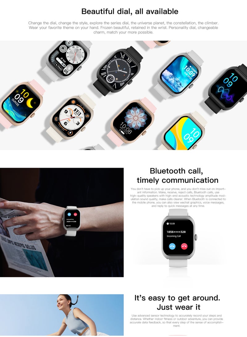 RollsTimi  New Smart Waterproof Bracelet, Smart Bluetooth Watch, 2.01-Inch HD Full-Touch Large Screen, Supports Wireless Bluetooth Call Answering/Making, Multiple Sports Modes, Health Monitoring, Built-In GPS Chip, Smart Wearable Device, Smart Watch, RT Z172 - Image 3