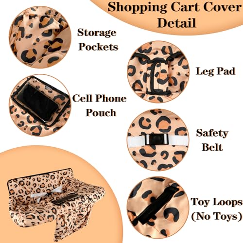 Polovillae 2in1 Shopping Cart Cover for Babies Soft Padded Grocery Cart Cover for Baby Boy Girl Yellow Leopard Texture Pattern Soft Padded Safety Harness Protect and Comfort Your Baby While Shopping - Image 3