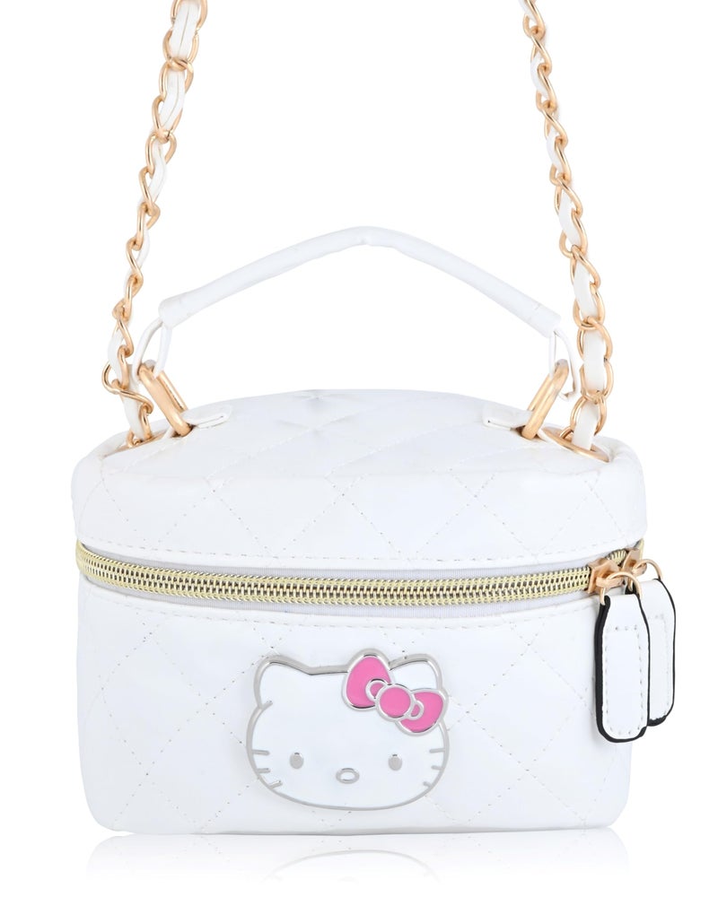 Fast Forward Sanrio Hello Kitty Makeup Bag for Women | Mini Hello Kitty PU Leather Cosmetic Bag Crossbody Travel Toiletry Bag for Women | Mini Hello Kitty Train Case Make Up Travel Bag - Image 2