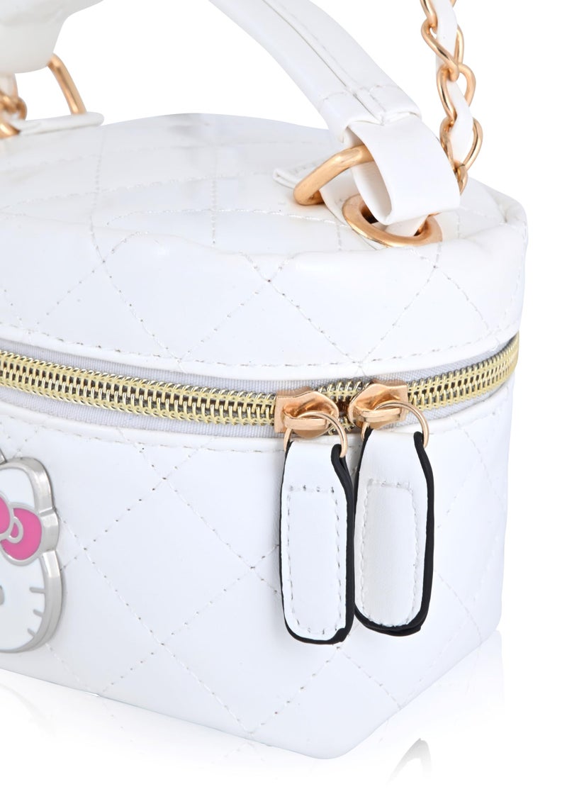 Fast Forward Sanrio Hello Kitty Makeup Bag for Women | Mini Hello Kitty PU Leather Cosmetic Bag Crossbody Travel Toiletry Bag for Women | Mini Hello Kitty Train Case Make Up Travel Bag - Image 5