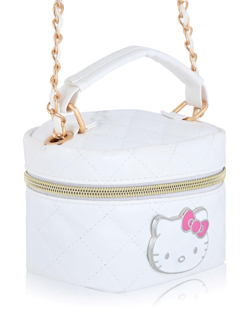 Fast Forward Sanrio Hello Kitty Makeup Bag for Women | Mini Hello Kitty PU Leather Cosmetic Bag Crossbody Travel Toiletry Bag for Women | Mini Hello Kitty Train Case Make Up Travel Bag - Image 3