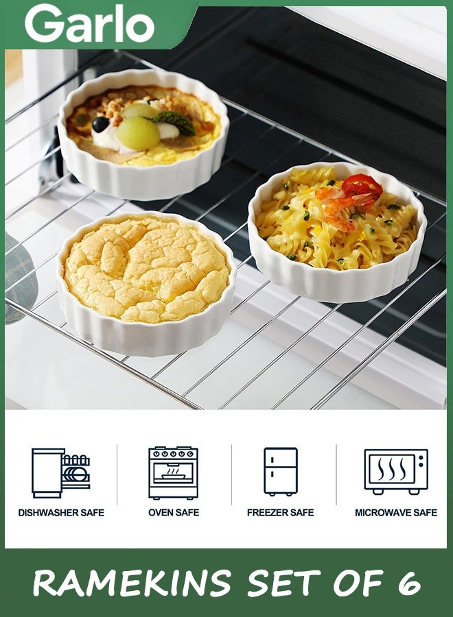 جارلو مجموعة من 6 ، ضحلة كريم برولي رامكين ، 12 * 12 * 2 سم رامكينز للخبز ، طبق البورسلين سوفلي صغير فطيرة المقلاي الفرن الآمن ، الأطباق الدائرية المزروعة - Image 4