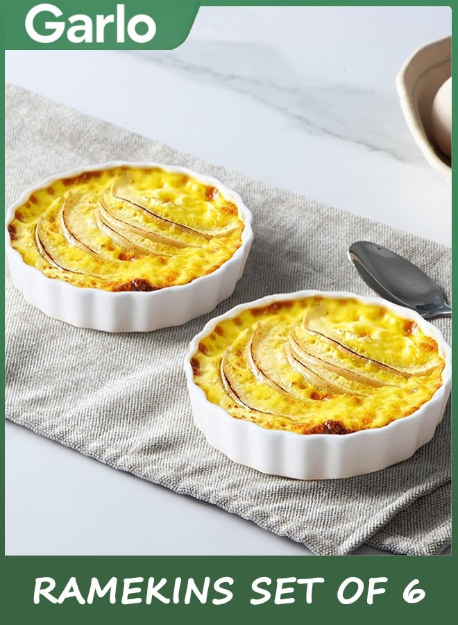 جارلو مجموعة من 6 ، ضحلة كريم برولي رامكين ، 12 * 12 * 2 سم رامكينز للخبز ، طبق البورسلين سوفلي صغير فطيرة المقلاي الفرن الآمن ، الأطباق الدائرية المزروعة - Image 3