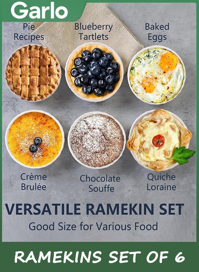 جارلو مجموعة من 6 ، ضحلة كريم برولي رامكين ، 12 * 12 * 2 سم رامكينز للخبز ، طبق البورسلين سوفلي صغير فطيرة المقلاي الفرن الآمن ، الأطباق الدائرية المزروعة - Image 5