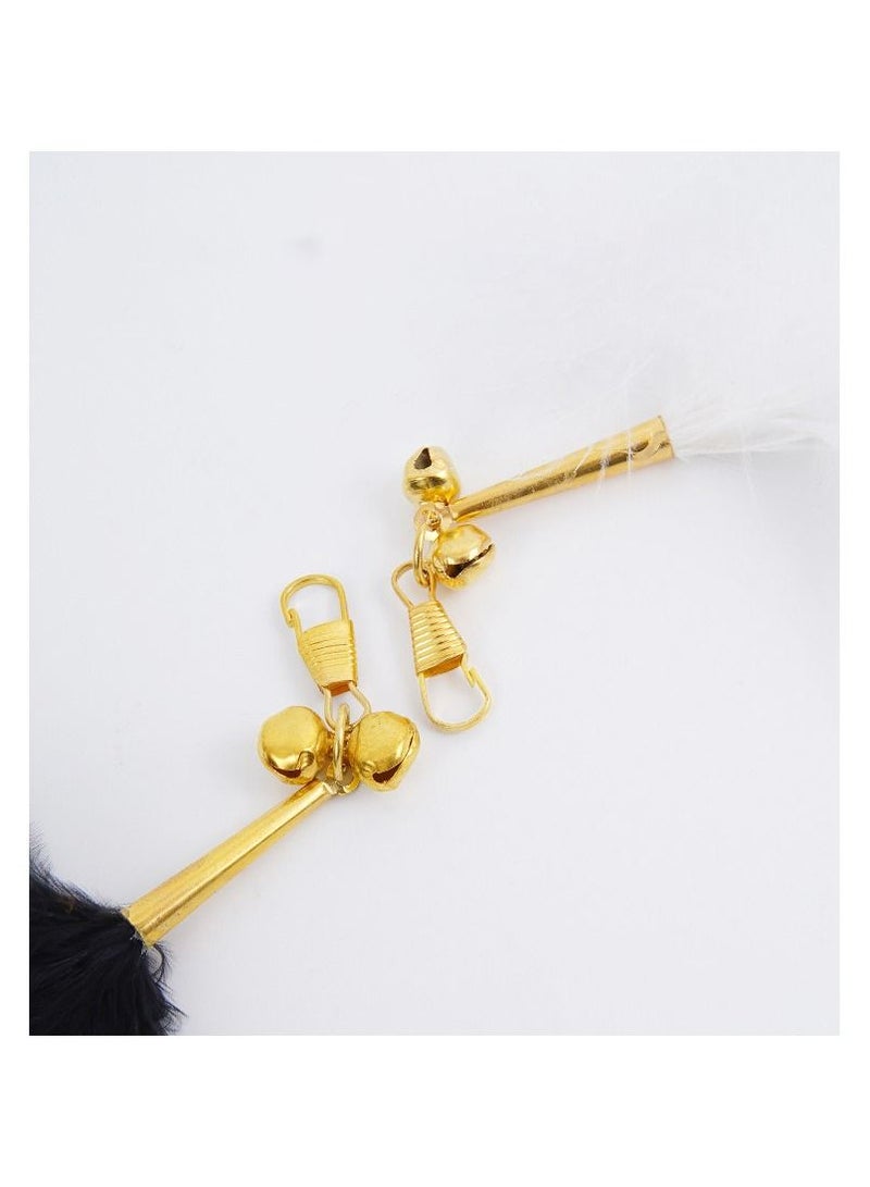 Funny Cat Stick Interactive Cat Toy Feather with Bell Adjustable Cat Stick Toy for Kitten Playing Teaser Wand Toy Pet Supplies black - Image 3