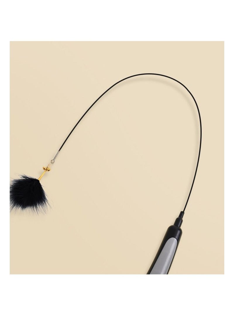 Funny Cat Stick Interactive Cat Toy Feather with Bell Adjustable Cat Stick Toy for Kitten Playing Teaser Wand Toy Pet Supplies black - Image 5