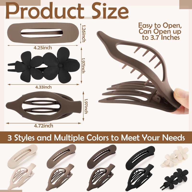 ProSuites 10 Pcs French Flat Hair Clips for Women - 3 Styles Non-slip Flat Claw Clips Matte Hair Claws for Thin Thick Hair - Image 2