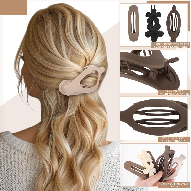 ProSuites 10 Pcs French Flat Hair Clips for Women - 3 Styles Non-slip Flat Claw Clips Matte Hair Claws for Thin Thick Hair - Image 4
